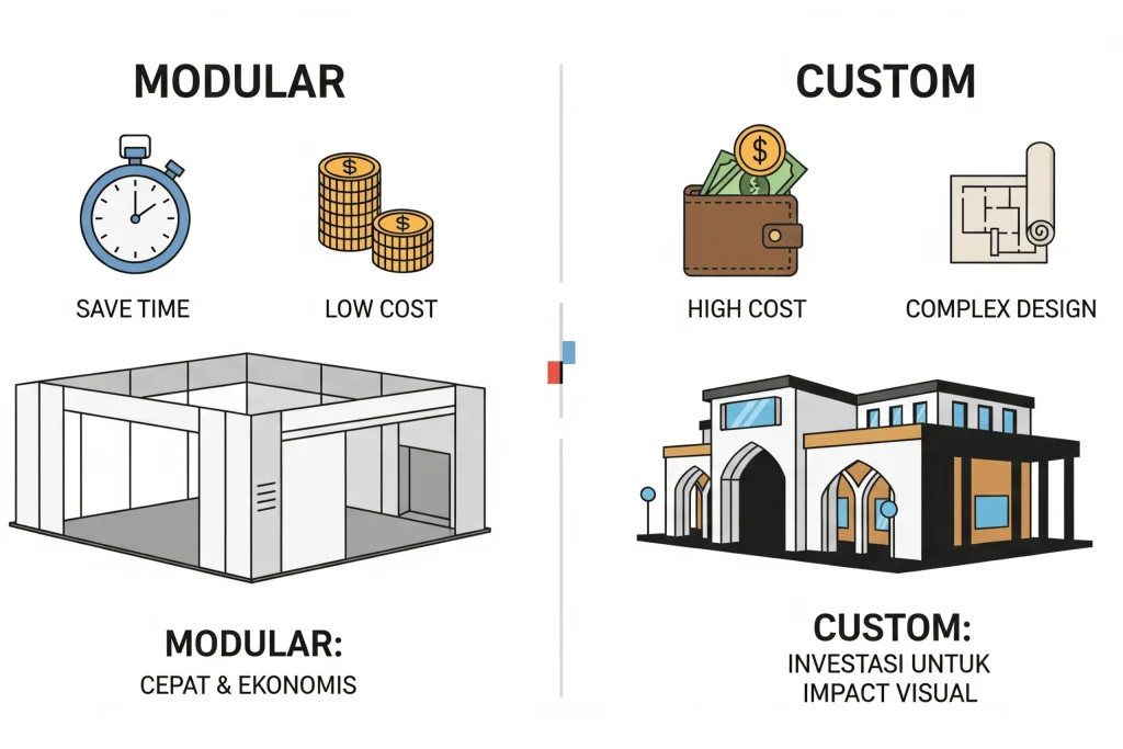 Perbedaan Booth Modular dan Booth Custom